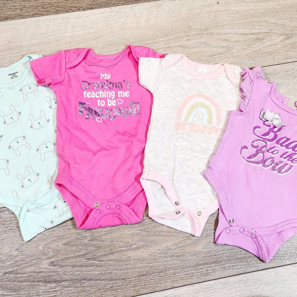 Girls 0-3 Month Short Sleeve Onesie Lot